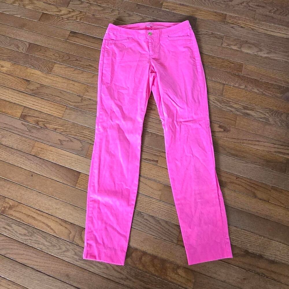 lilly pulitzer hot pink damask textured womens pants 6